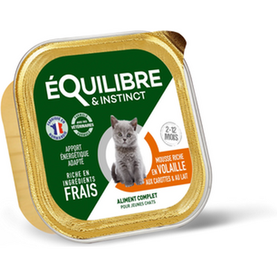 EQUILIBRE & INSTINCT Mousse pour jeune chat riche en volaille, carottes & lait 100g