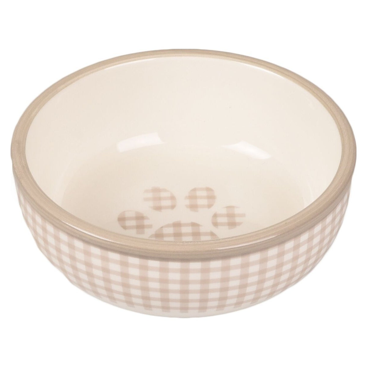 FLAMINGO Mylo Gamelle en Céramique pour Chat Beige et Blanc 360ml 13,5cm