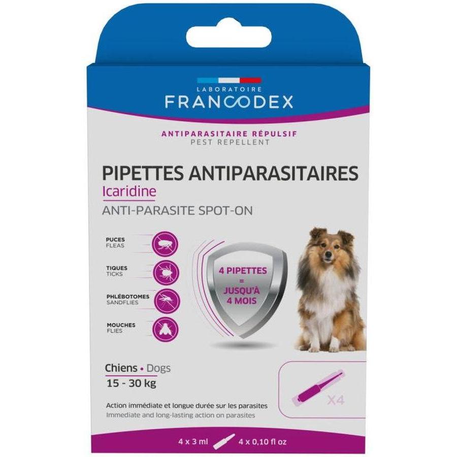 FRANCODEX Pipettes Icaridine Chien 15-30kg 3ml x4