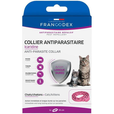 FRANCODEX Collier Antiparasitaire Icaridine Chats et Chatons Rose 35cm