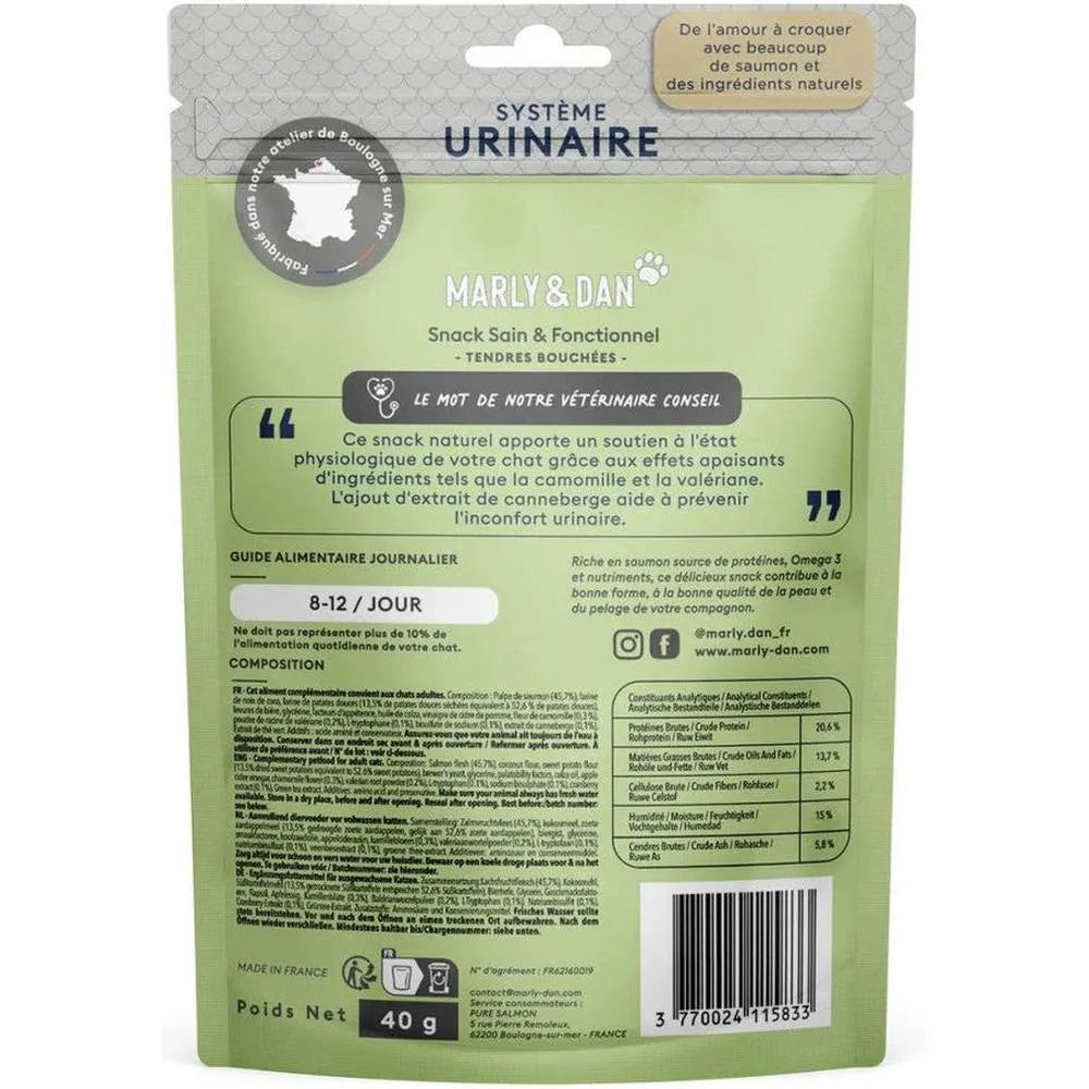 MARLY ET DAN Tendres bouchées Système Urinaire Chat Adulte Stérilisé Saumon 40g