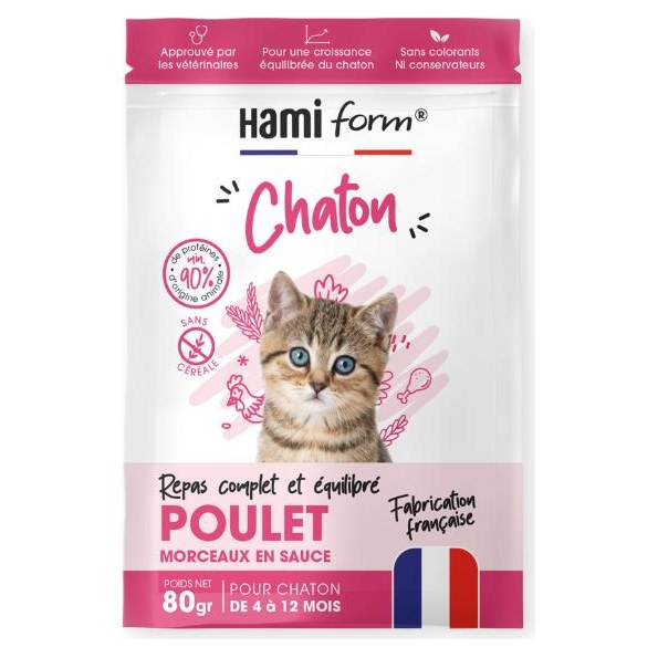 HAMIFORM Repas Complet pour Chaton Poulet Morceaux en Sauce Sachet 80g