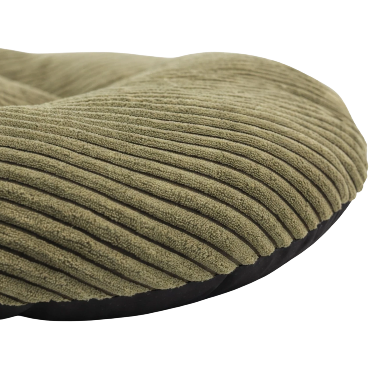 Coussin ovale antidérapant velours côtelé kaki 110x70x80cm
