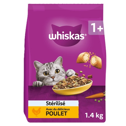 WHISKAS Croquettes au Poulet pour Chat Adulte Stérilisé 1,75 kg