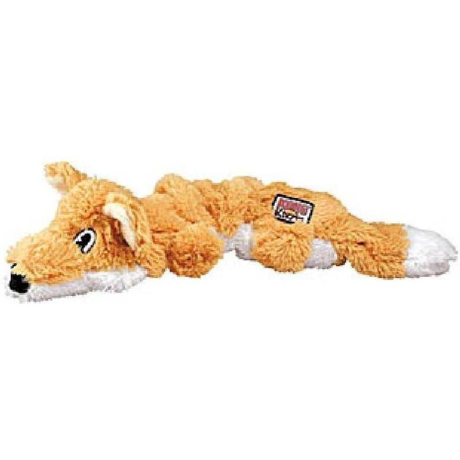KONG Scrunch Knots Fox Jouet Peluche pour Chien Taille S/M 25.4 cm Cognac avec Corde Nouée et Squeaker