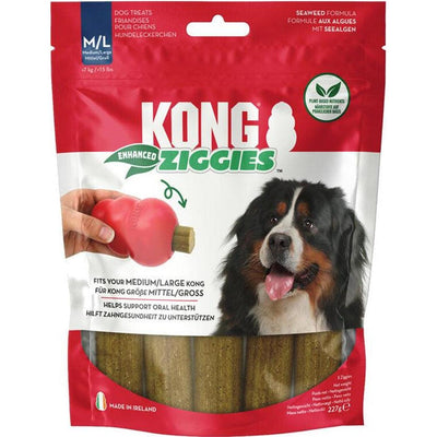 KONG Ziggies Enhanced M/L Friandises à mâcher pour chien adulte Enrichies en algues PhytoDent 227g