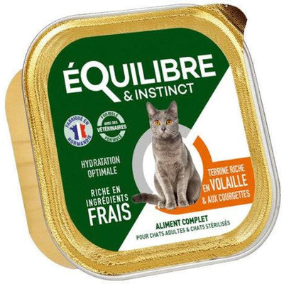 EQUILIBRE & INSTINCT Terrine pour chat stérilisé riche en volaille & courgettes 85g