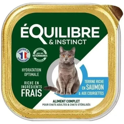 EQUILIBRE & INSTINCT Terrine pour chat stérilisé riche en saumon & aux courgettes 12x100g