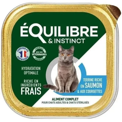 EQUILIBRE & INSTINCT Terrine pour chat stérilisé riche en saumon & aux courgettes 12x100g