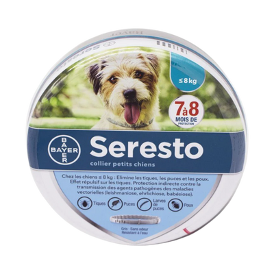 SERESTO Collier Antiparasitaire Petit Chien jusqu'à 8 kg 38 cm Gris