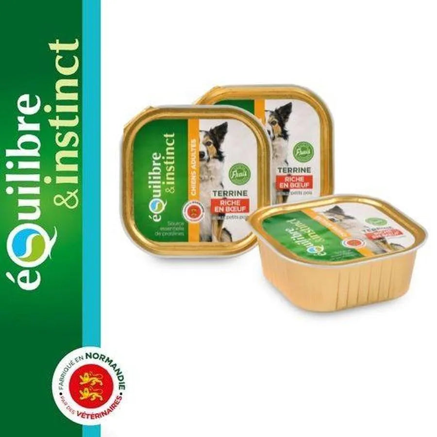 EQUILIBRE & INSTINCT Terrine pour chien adulte boeuf BIO 300g