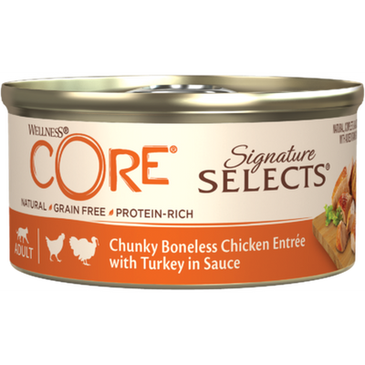WELLNESS CORE Signature Selects Nourriture humide pour chat Poulet et Dinde 79g