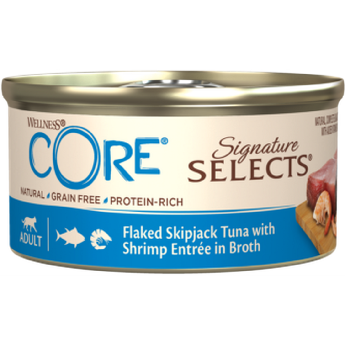 WELLNESS CORE Signature Selects Nourriture humide pour chat Thon Crevettes 79g