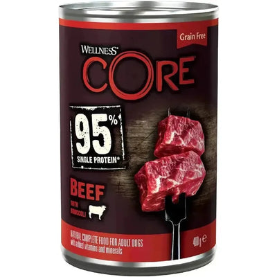 WELLNESS CORE Chien 95% Meat Nourriture humide Boeuf/Légumes 400g