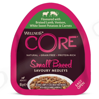 WELLNESS CORE Chien Small Breed Savoury Medley Agneau Chevreuil Légumes 6x85g