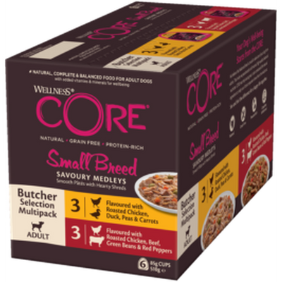 WELLNESS CORE Savoury Medleys Small Breed Butcher Selection 6x85g