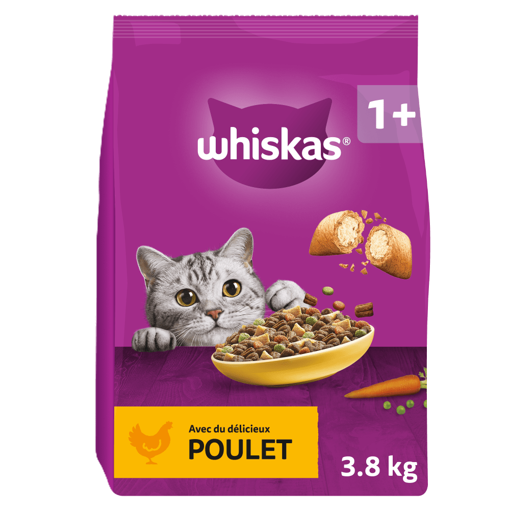 WHISKAS Croquettes au Poulet pour Chat Adulte 7 kg