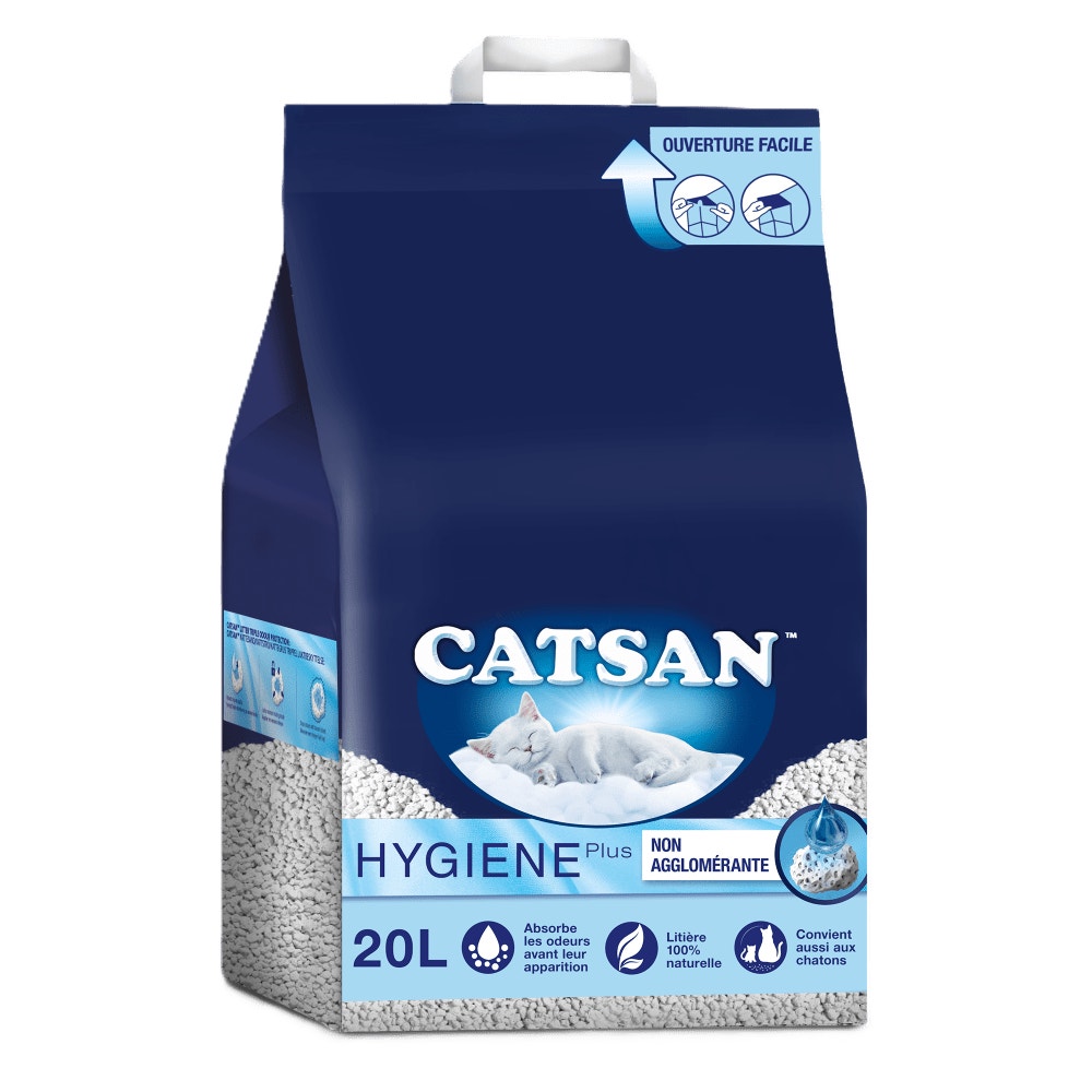 CATSAN Hygiene Plus Litière Minérale Non Agglomérante pour Chat 20 L