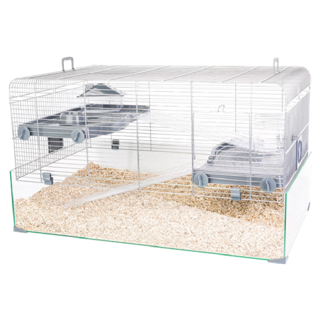 ZOLUX Panas Colour 80 Cage Connectable pour Hamster et Souris avec Bac en Verre 79x48x45cm Gris