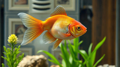 Poisson rouge dans un aquarium avec abdomen gonflé et écailles hérissées caractéristiques de l'hydropisie