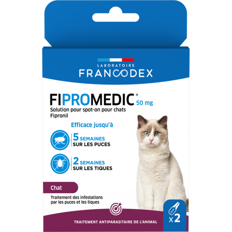 FRANCODEX FIPROMEDIC 50 mg Solution pour spot-on chat x2