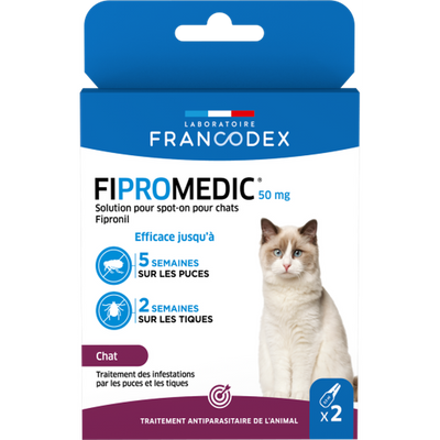 FRANCODEX FIPROMEDIC 50 mg Solution pour spot-on chat x2