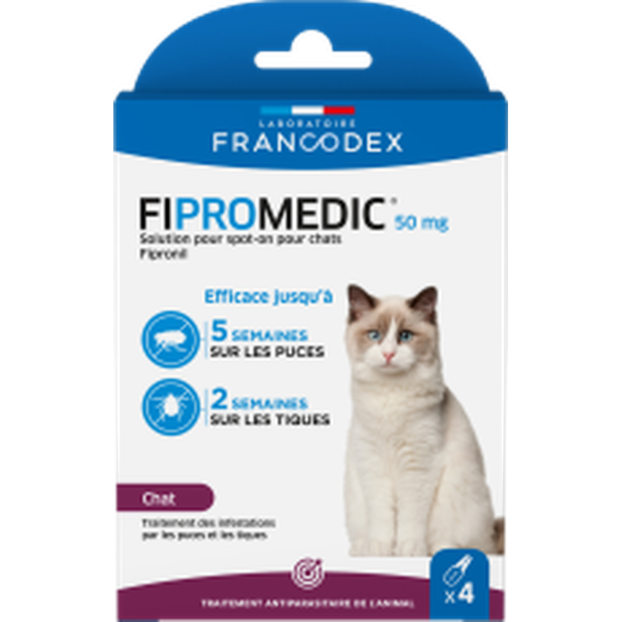 ZOOMALIN FIPROMEDIC 50 mg Solution pour spot-on chat x4 pipettes