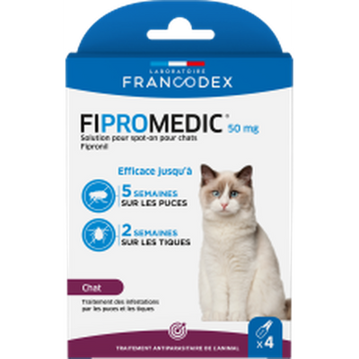 ZOOMALIN FIPROMEDIC 50 mg Solution pour spot-on chat x4 pipettes