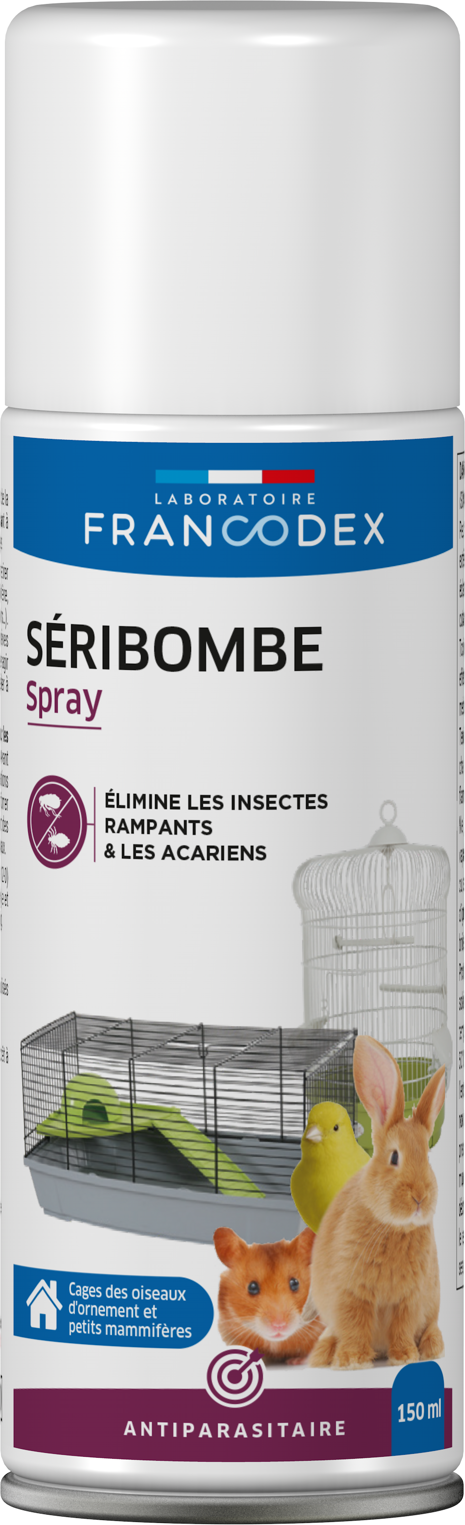 FRANCODEX SERIBOMBE Environnement Spray Antiparasitaire Cages et Volières 150ml