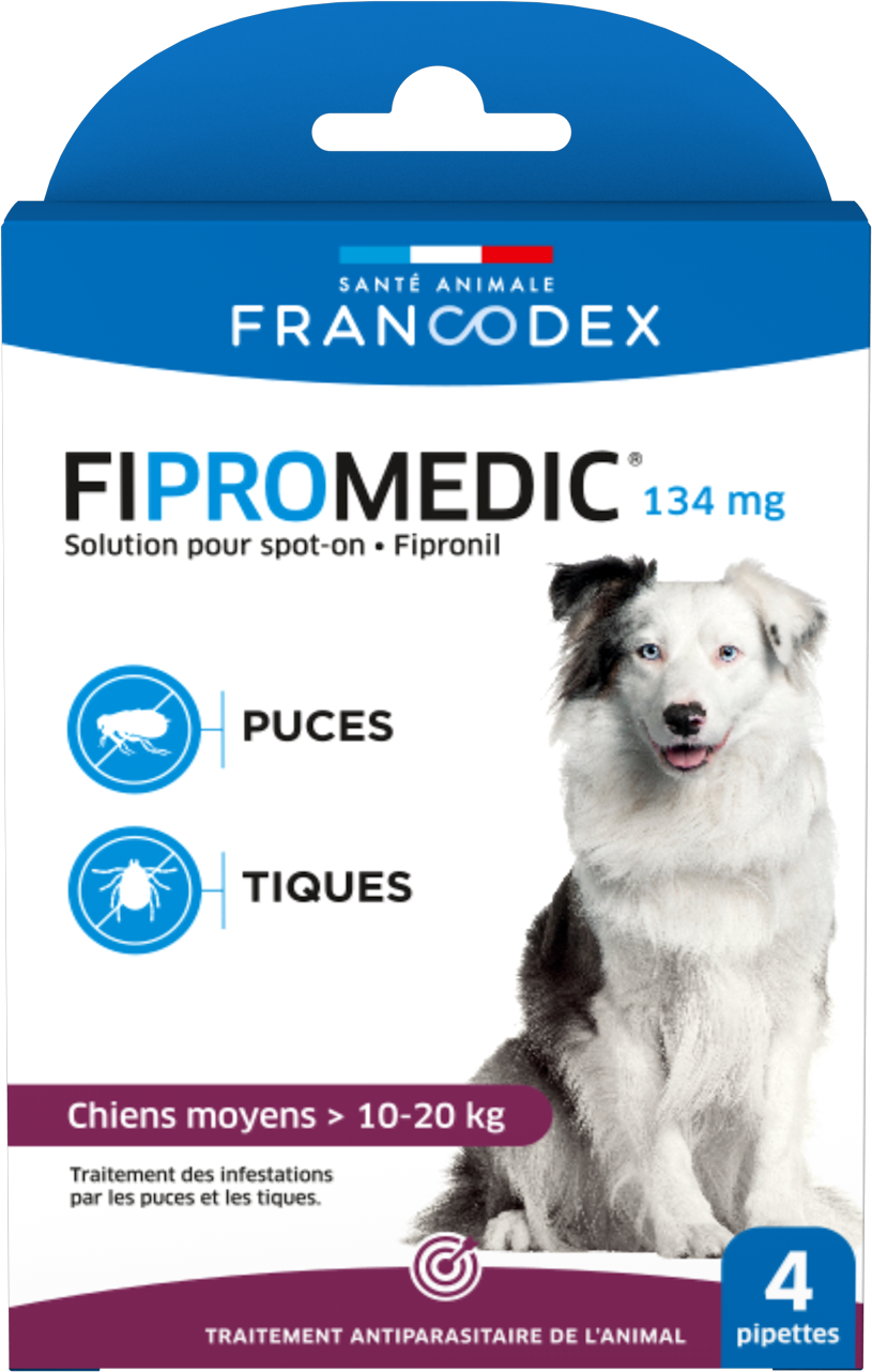 Fipromedic 134 mg Solution spot-on Chien 10-20 kg x4 pipettes