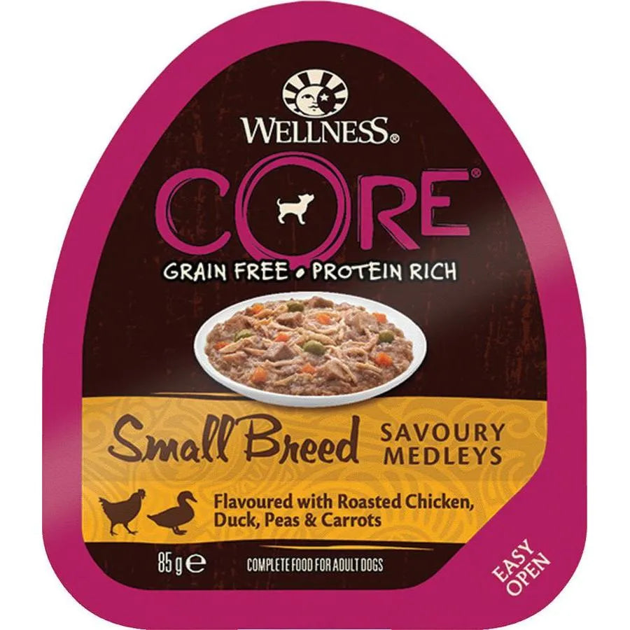 WELLNESS CORE Chien Savoury Medley Nourriture humide Canard Poulet Légumes 6x85g
