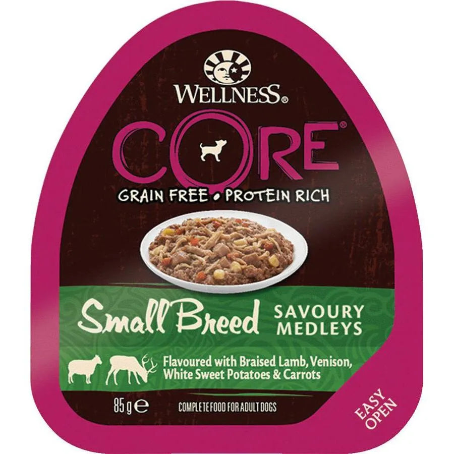 WELLNESS CORE Chien Small Breed Savoury Medley Agneau Chevreuil Légumes 6x85g