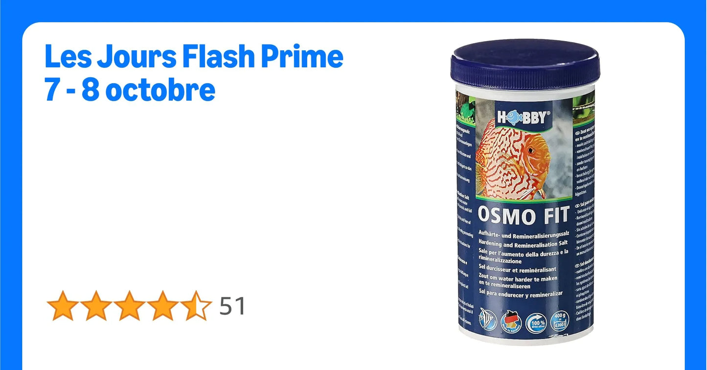 HOBBY-DOSHE AQUARISTIK Osmo Fit 400g Sel minéral pour reminéralisation et durcissement de l'eau osmosée