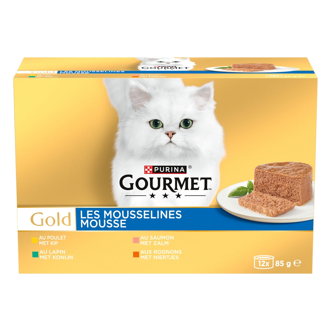 GOURMET Gold Les Mousselines pour Chat 4 Recettes 12x85g