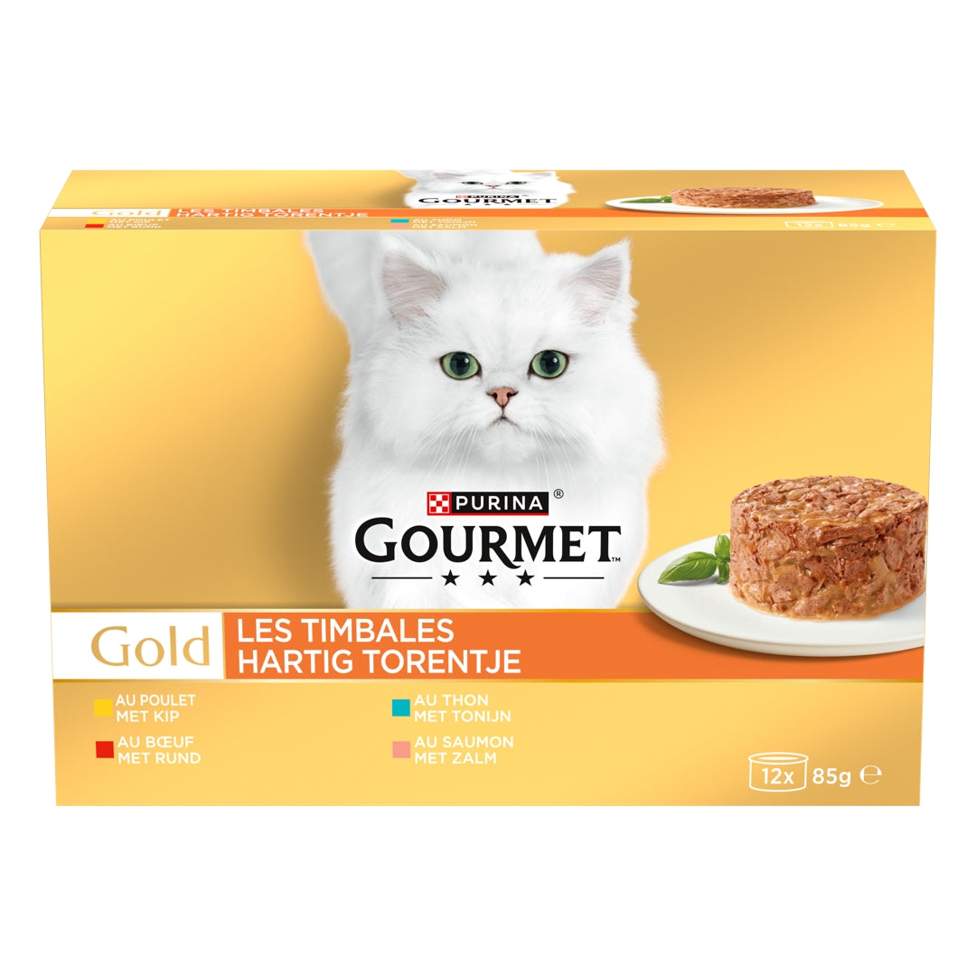 GOURMET Gold Les Timbales pour Chat 4 Recettes 12x85g