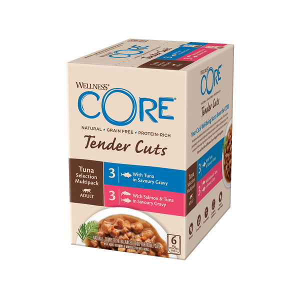 WELLNESS CORE Tender Cuts Multipack Chat Sélection Thon 6x85g