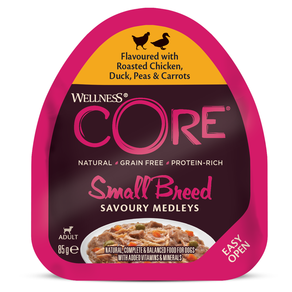 WELLNESS CORE Chien Savoury Medley Nourriture humide Canard Poulet Légumes 6x85g