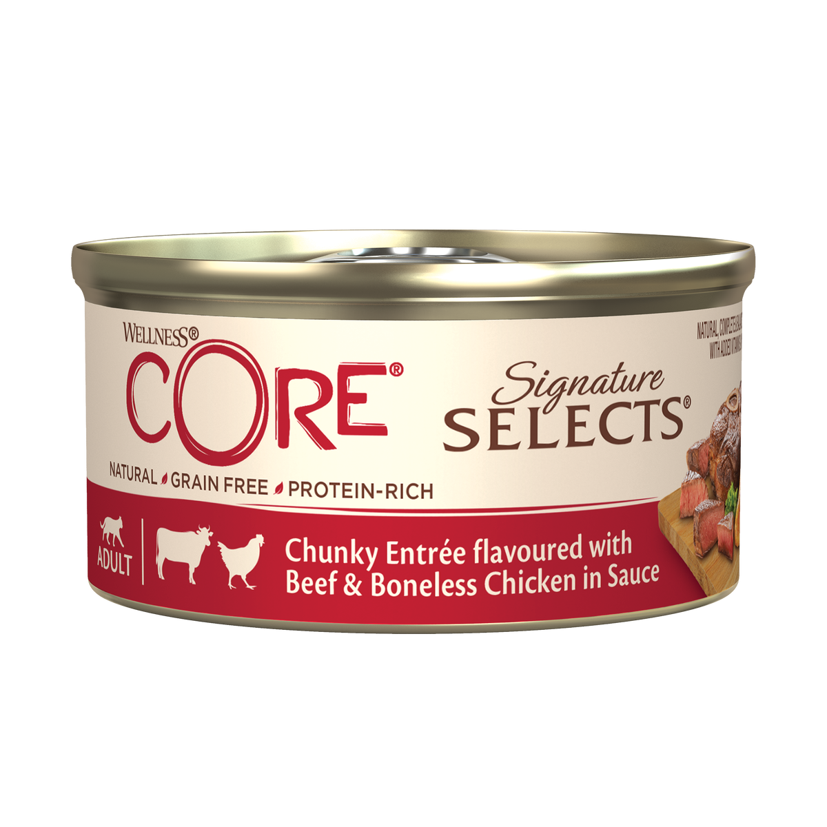 WELLNESS CORE Signature Selects Chat Morceaux Bœuf et Poulet en Sauce 79g