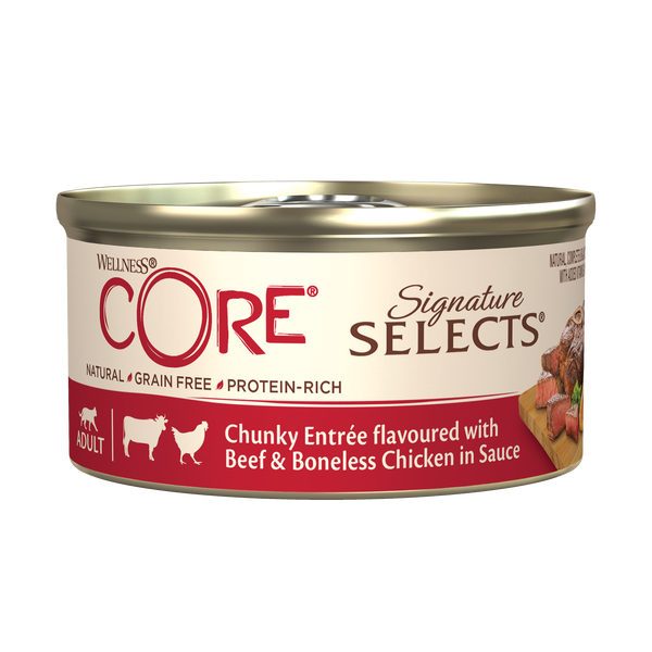 WELLNESS CORE Signature Selects Chat Morceaux Bœuf et Poulet en Sauce 79g