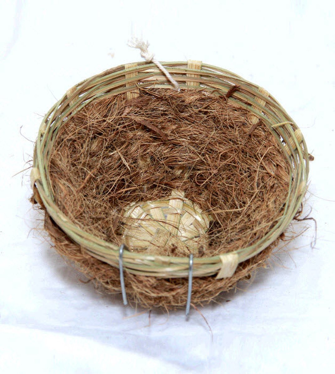 GRIZO Nid en osier et coco avec crochets 11cm