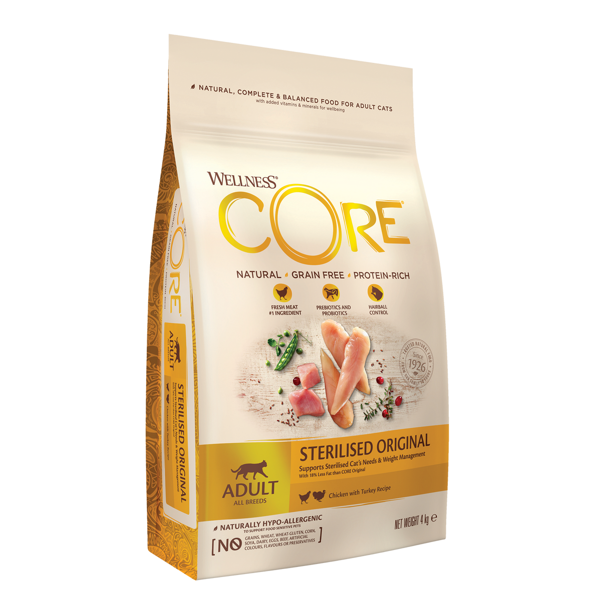 WELLNESS CORE Sterilised Original Croquettes Chat Poulet Dinde 4kg