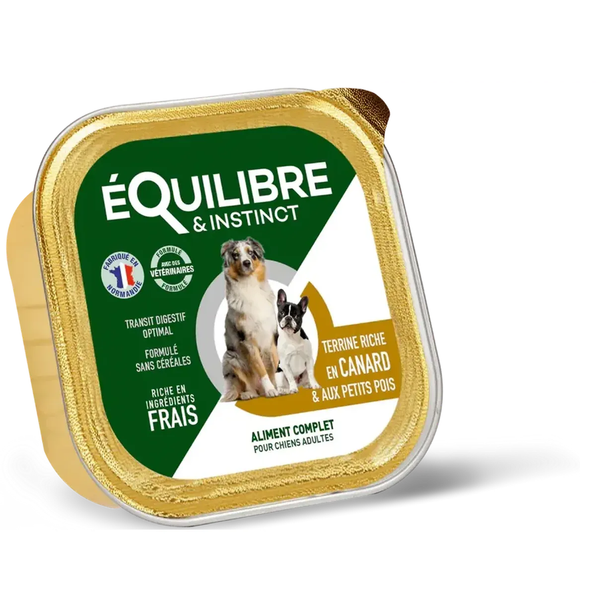 EQUILIBRE & INSTINCT Terrine pour chien adulte riche en canard & petit pois 300g