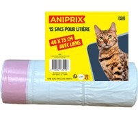 Rouleau de 12 sacs pour litière avec liens, format 40 x 75 cm, Mon Ami Luki Aniprix