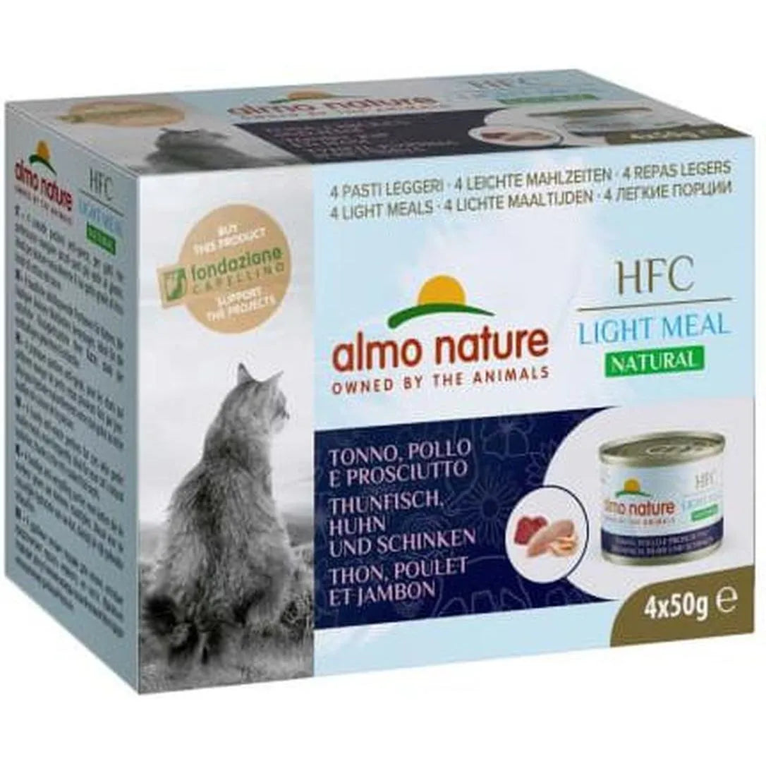 ALMO NATURE HFC Chat Light Meal Thon Poulet Jambon 4x50g
