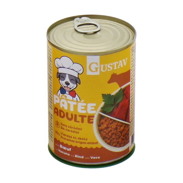 GUSTAV Pâtée chien adulte au bœuf 400 g