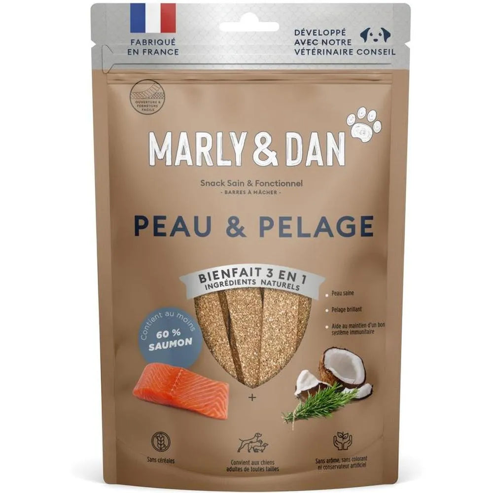 MARLY ET DAN Barres à mâcher Peau et Pelage Chien 80g