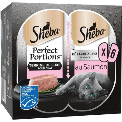 SHEBA Perfect Portions Terrine Luxe au Saumon pour Chats Adultes 3x75g