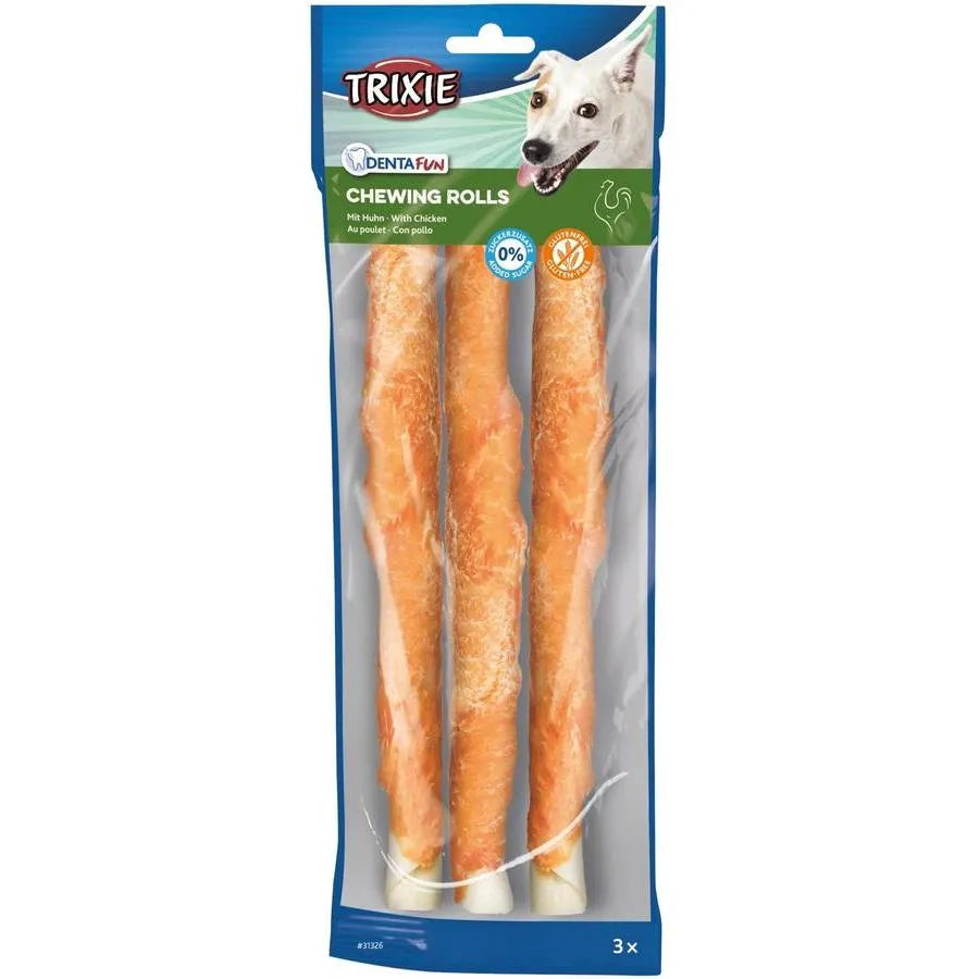 TRIXIE Denta Fun Rolls avec poulet 28 cm 3x250g
