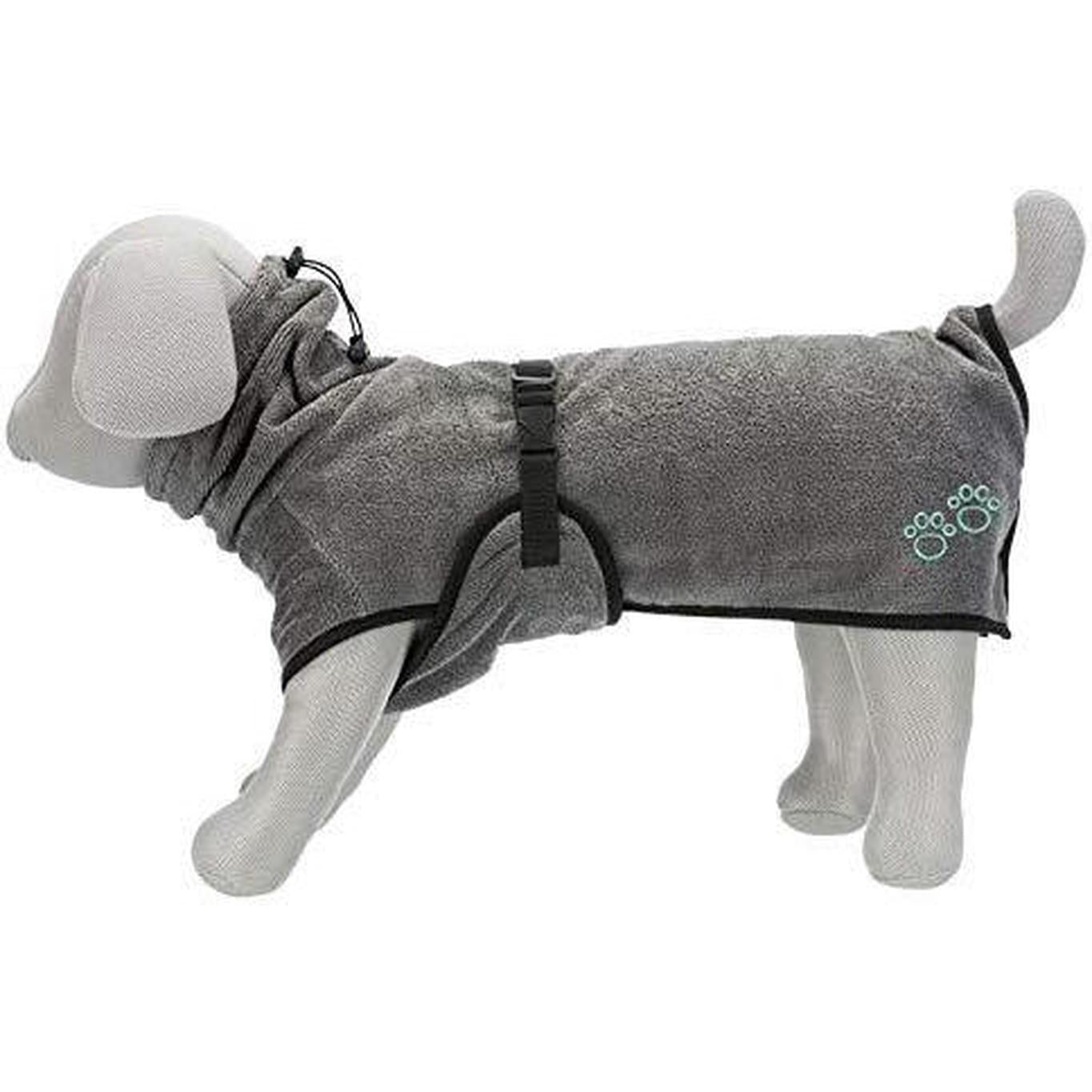 TRIXIE Peignoir de bain pour chien Tissu éponge Gris Taille M 50cm
