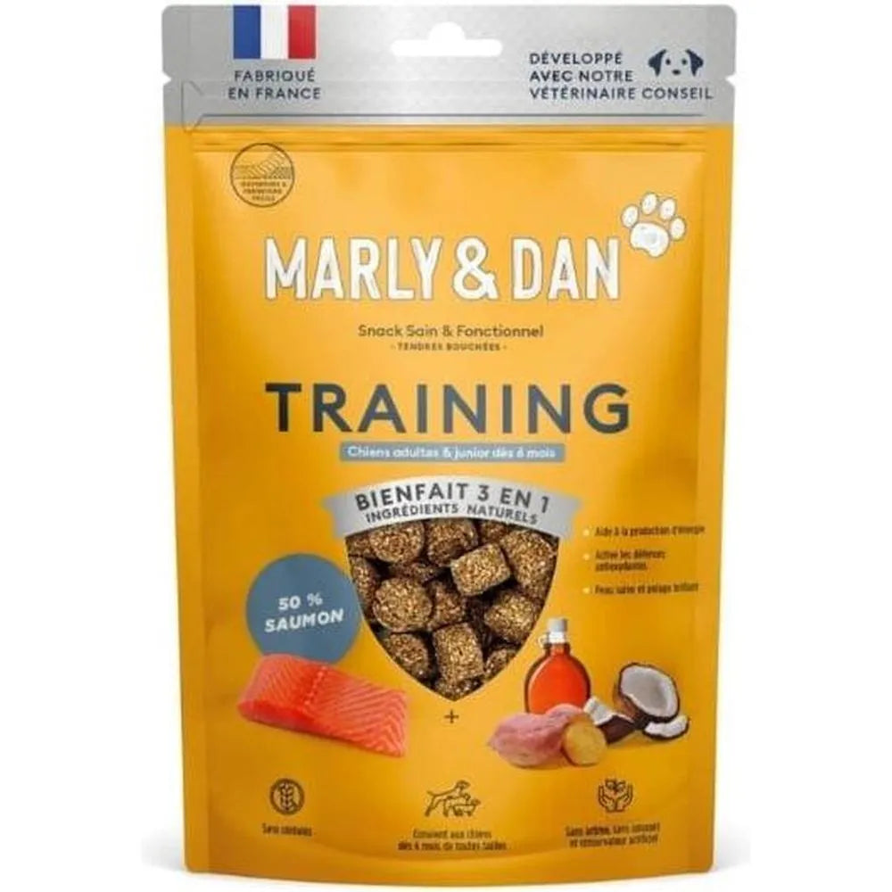 MARLY ET DAN Tendres Bouchées Training pour Chiens Adultes Saumon Sans Céréales 100g